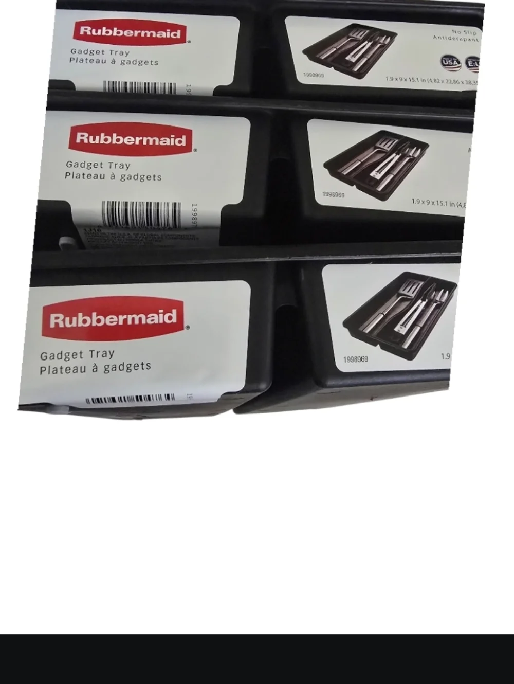 Rubbermaid Black Gadget Trays (Set of 3)